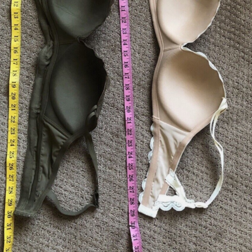 Set 2 Aerie Olive/White Daisy Lace Padded Wireless Bras 36D - Picture 11 of 12